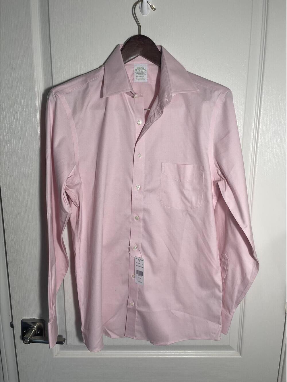 NWT Mens Brooks Brothers collared shirt Milano fit 15/33